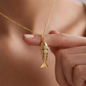 Gold Fish Pendant Necklace